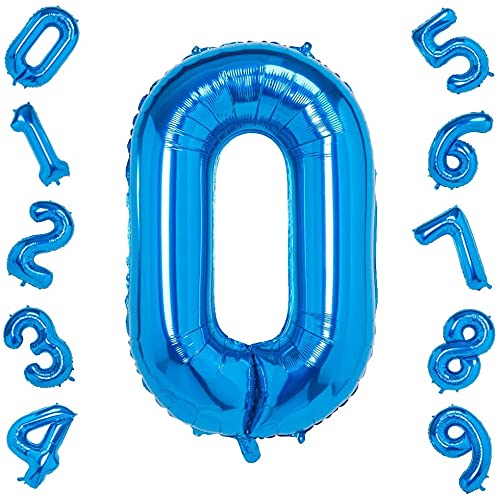 Atpata Funky Blue Number Foil Balloons for Numeric Milestone Parties (40 INCH, 0)