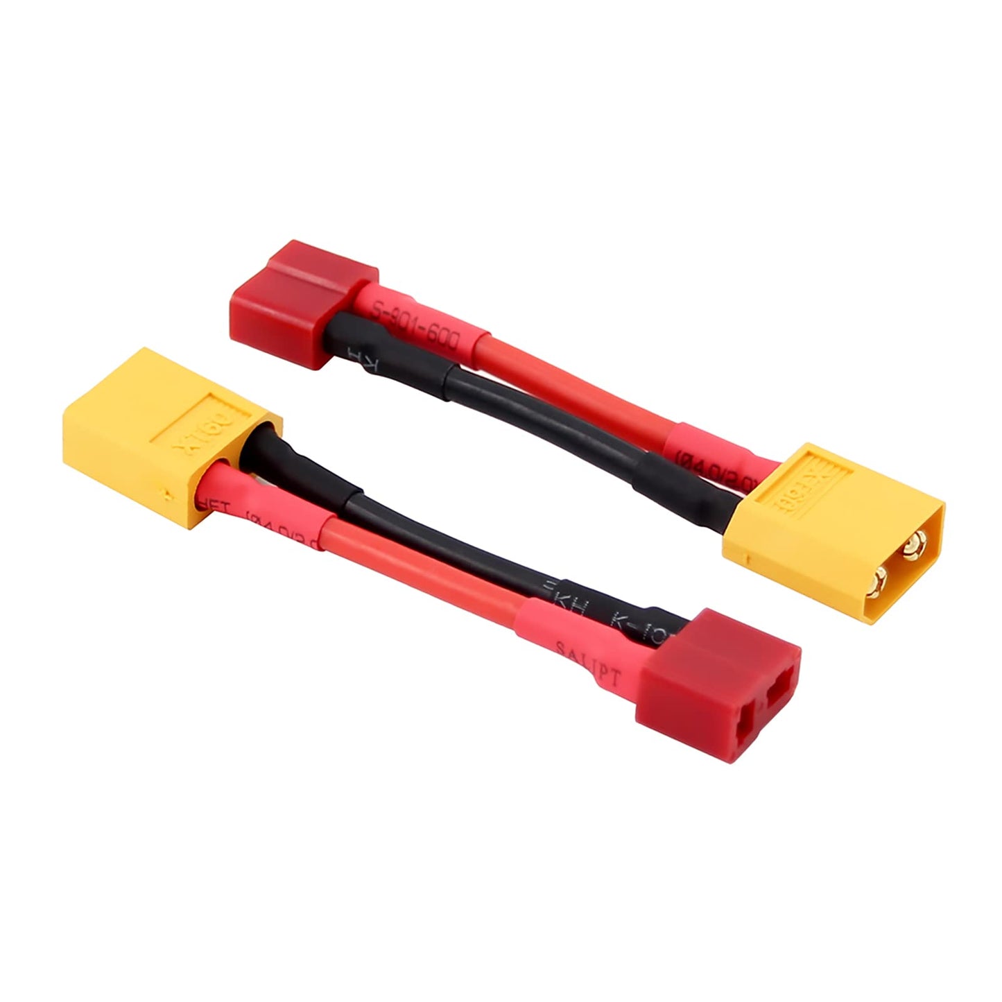 rflaueo 4pcs T-Plug Style to XT60 XT-60 Male Female RC Connector Adapter with 14awg 2inch Wire(E02-4)