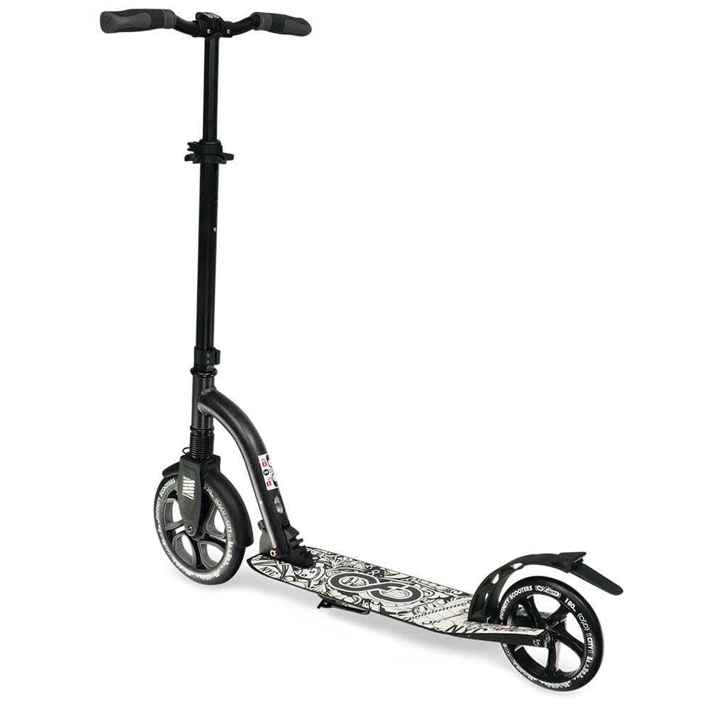 Crazy Skates Foldable Kick Scooter - Lightweight, Adjustable Handlebars, NYC Black Model for Adults, Teens & Kids