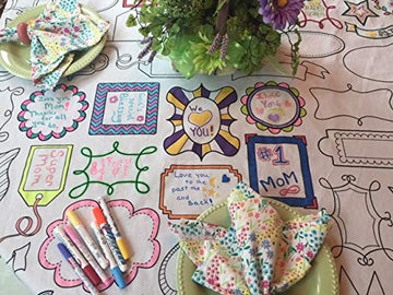 The Coloring Table - Frame Fun Design - Square Tablecloth - Fabric Coloring Tablecloth - Colorable Designs - Washable And Reusab
