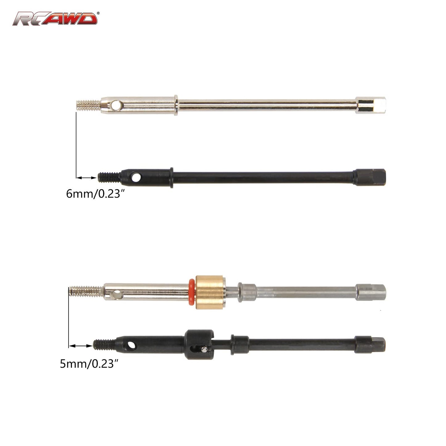 RCAWD SCX24 Lengthen CVD Drive Shaft +7mm & Wheel hex hub Set for Axial 1/24 SCX24 Driveshaft Upgrade Parts