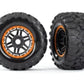 Traxxas 8972T Tires & Wheels,Black, Orange Beadlock Style, Maxx Mt Tires (2) 17mm
