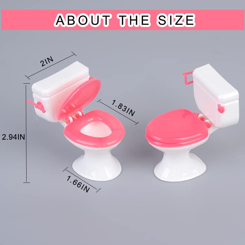 3Pcs Miniature Toilet Cake Toppers Decor, Mini Toilet Toy Funny Toilet Gift, Doll Accessories Dollhouse Toilet For Girl Party Fa