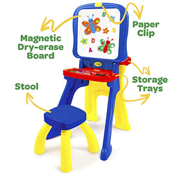 Crayola: Triple-The-Fun Art Studio - Converts Into Activity Desk, Includes Stool, Magnetic Dry Erase Board, Ages 3+