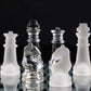 e5e10 Glass Chess Set - 10" Frosted & Clear Pieces, Felted Bottom, Black