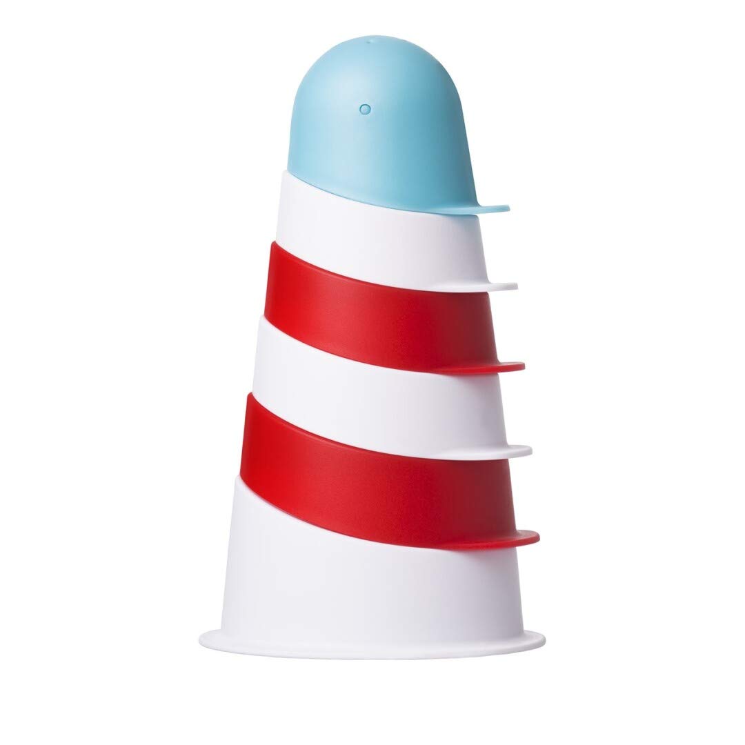 Ubbi Lighthouse Stacking Cups Bath Toys, Includes 6 Cups, Toddler Bathtub Toys, Dishwasher Safe Toddler Toys