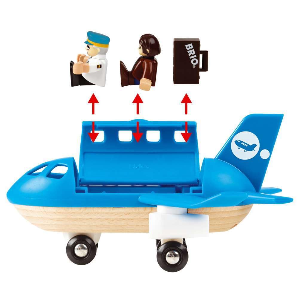 BRIO World Airplane - Wooden Toy Plane Set, Enhances Creativity, Age 3+, Blue, Model 33306, FSC® Beech Wood, Compatible with BRIO Railway