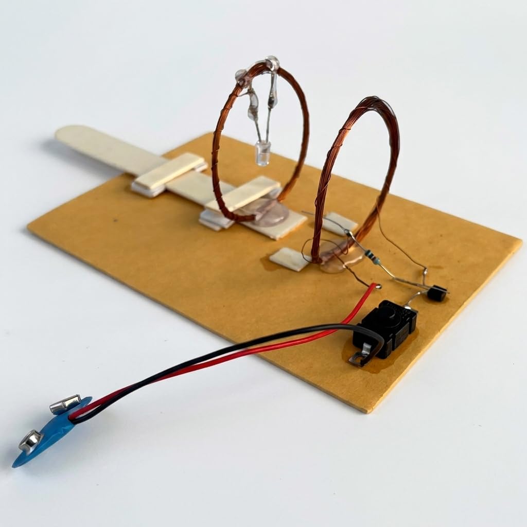 Komodo Craft Mutual Induction Model Mini For Students | Electromagnetic Induction Working Project Kit | Wireless Energy Transfer