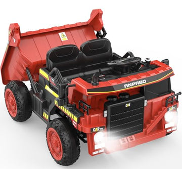 ANPABO Ride on Dump Truck, 12V Ride on Car with Remote Control, Electric Dump Bed and Extra Shovel, Ride on Construction Vehicle