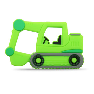 Amazingm Car Series Baby Teething Toys,Food Grade Silicone Chew Teether For 3 Months+ Infant Boy And Girl,Toddler Sensory Chewing Teether,Bpa Free. (Excavator, Green)