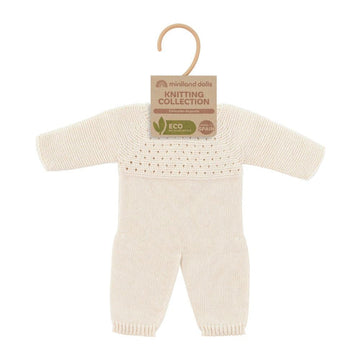 Miniland Clothes for Dolls 15 3/4'' Knitted Pajama White Color - ECO, Made in Spain, Quality, Role Play, Educational