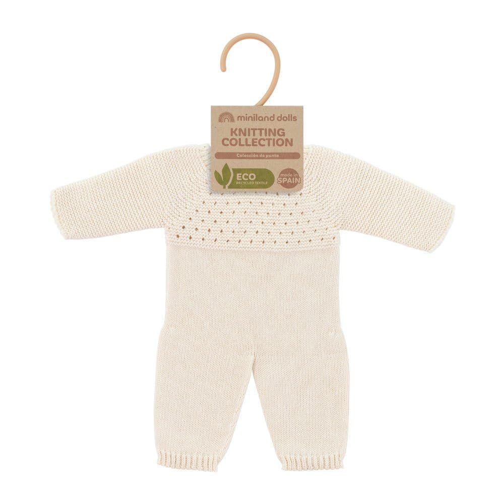 Miniland Clothes for Dolls 15 3/4'' Knitted Pajama White Color - ECO, Made in Spain, Quality, Role Play, Educational
