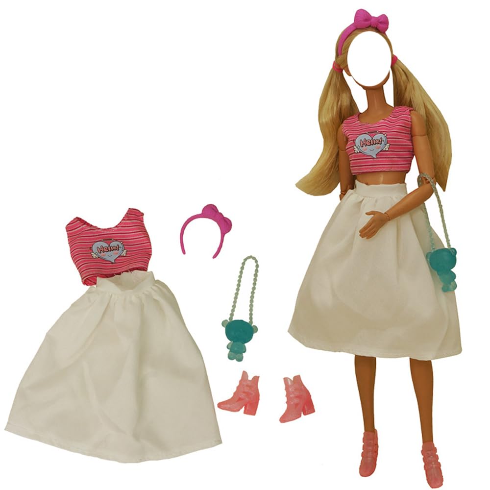 Doll Clothes, 5 Sets Outfits Winter Dresses Pants Windbreaker Hat For 11.5 Inch Dolls Accessories Random Style (G)