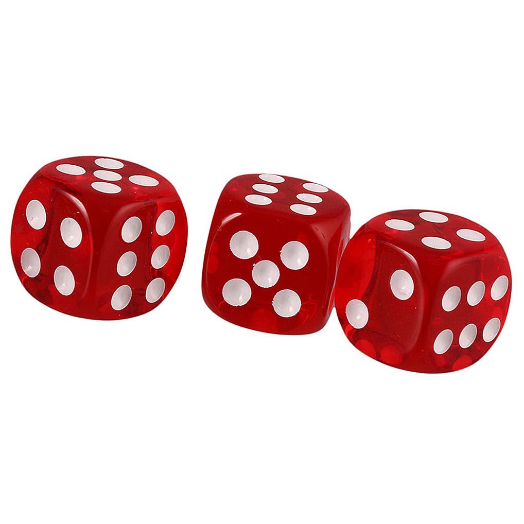 Yiotfandoll 10PCS Polyhedral Dice D6 Dice 16mm Acrylic Dice Game Dice for RPG MTG DND Dice Table Games (Transparent Red)