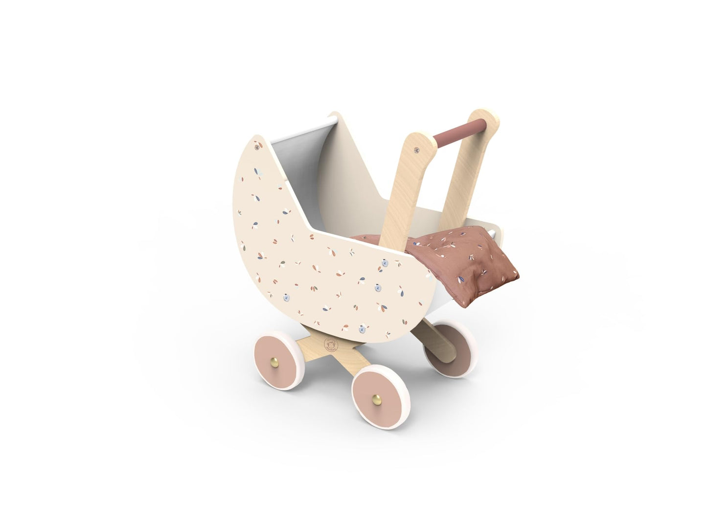 SPEEDY MONKEY Wooden Doll Stroller Pram | Multicolor | 16.93x12.6x12.99 inches | Durable Pretend Play Toy for Toddlers | Model SP