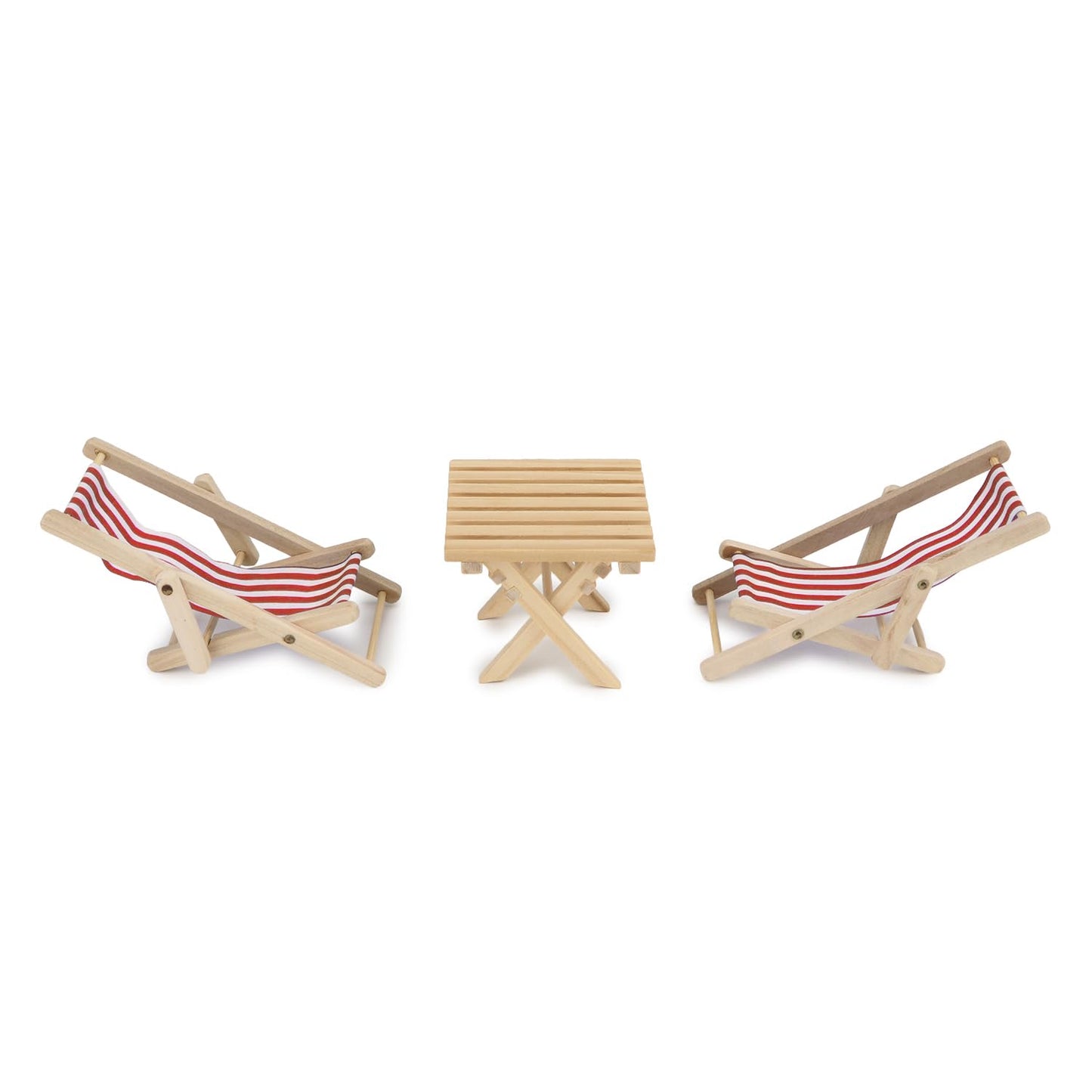 Miniature Beach Chair & Table 3Pcs 1:12 Dollhouse Furniture Model Foldable Chairs Folding Beach Sunbath Chair Props Cake Diy Gar
