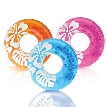 Intex Colorful Transparent Inflatable Swimming Pool Tube Raft (3 Pack) | 59251Ep