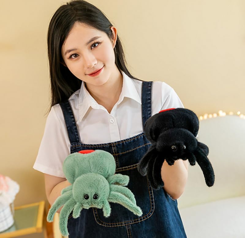 Joson 10 Inch Halloween Cartoon Spider Plush Toy, Cute Spider Plush Toy, Boys Girls Bedroom Party Decoration (Green)