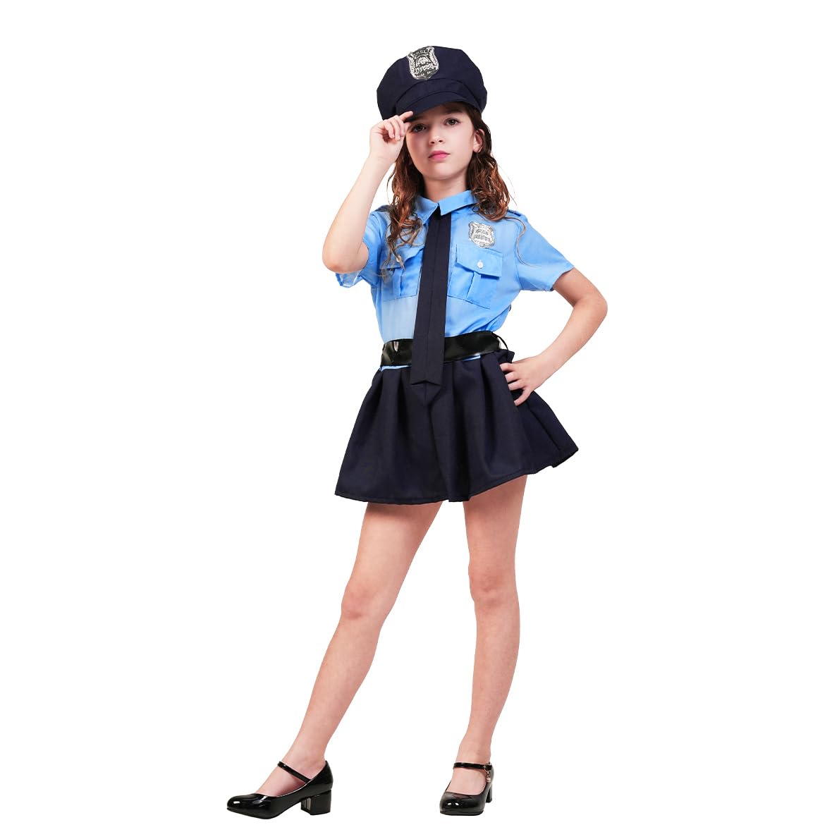 Pgond Police Officer Girls Unform Party Costume(7-9 Years)