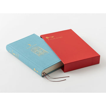 Midori Phil design Three Years Diary/Design Phil Green Diary 3 Years Continuous Use Door Light Blue 12 394 006