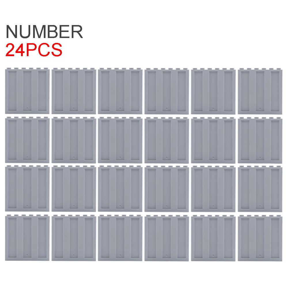 Clear Tranparent Flat Plates Bricks, 24 Pieces and Parts 1x6x5 Classic, Window Bulk Building Blocks Accessories (Transparent) (C
