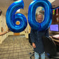 60 Balloon Number, Metallic Blue Number 60Th Birthday Balloons 40 Inch, 60 Years Old Metallic Blue Birthday Decorations For Men