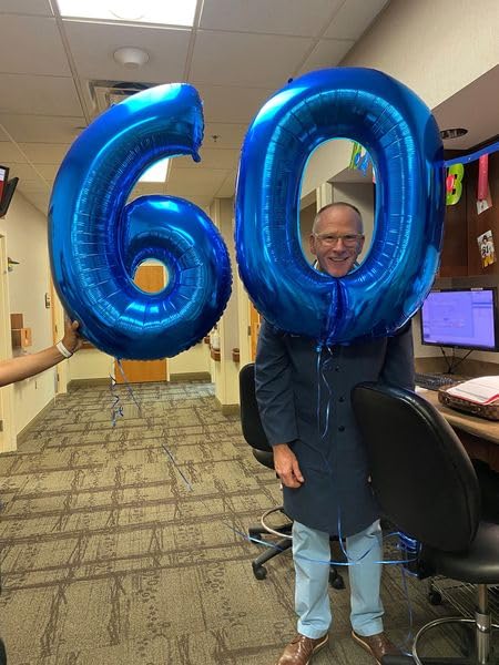 60 Balloon Number, Metallic Blue Number 60Th Birthday Balloons 40 Inch, 60 Years Old Metallic Blue Birthday Decorations For Men