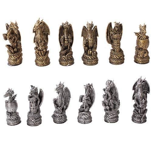 Pacific Giftware Dragon Kingdom Chess Set - Glass Board, Multi-Color Resin Pieces