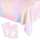 Pastel Rainbow Tablecloths For Rainbow Birthday Party Decorations, Disposable Tablecloth Plastic Waterproof Rectangle Table Cove