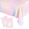 Pastel Rainbow Tablecloths For Rainbow Birthday Party Decorations, Disposable Tablecloth Plastic Waterproof Rectangle Table Cove