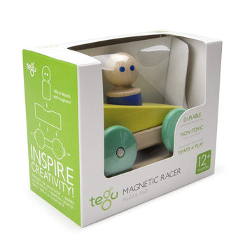 3 Piece Tegu Magnetic Racer Building Block Set, Yellow Big Top