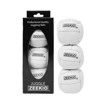 Zeekio Galaxy Juggling Balls - enhanced 12 Panel Genuine Leather Balls - 130g - 67mm - Pack of 3 (White)