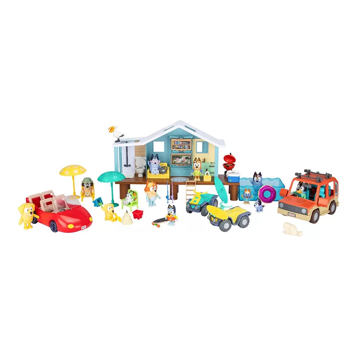 Bluey Friends & Family Beach Set- House Playset 45 Piece Ultimate Mega Set-Large-Includes Sticker Sheet!