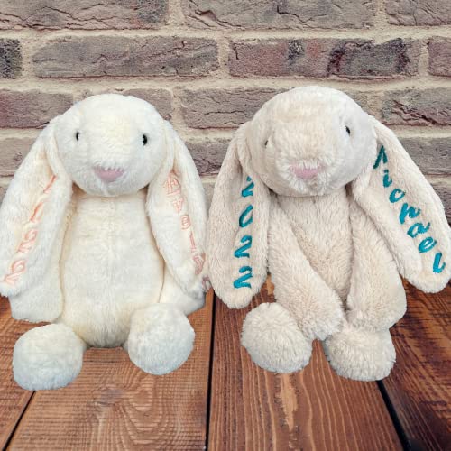 Personalized Stuffed Easter Bunny Rabbit - Basket Stuffers - Embroidered with Name for Kids (Purple)