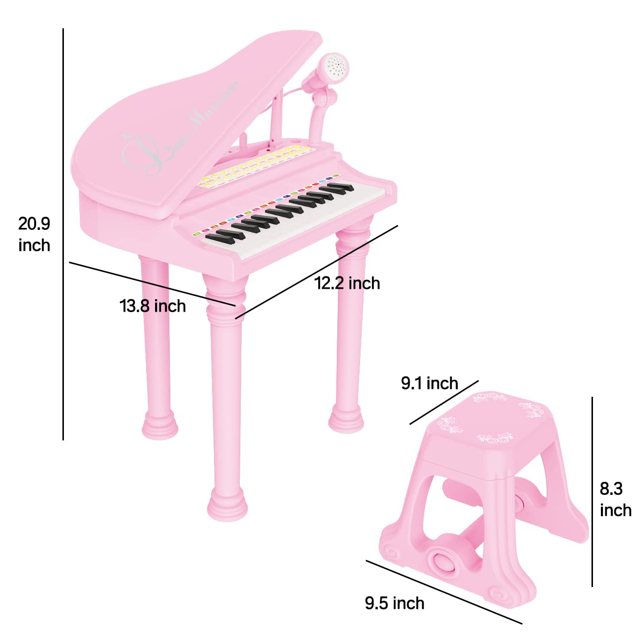 Losbenco Kids Piano Keyboard Toy, Toddler Electronic Musical Instrument Educational Toy With Microphone, Multiple Sounds, Record