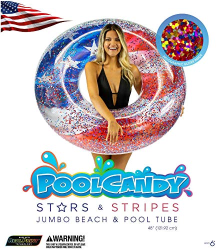 Stars And Stripes Pool Rafts (Jumbo Pool Tube, 48'', Stars & Stripes Inflatable Glitter Filled Swim Ring)
