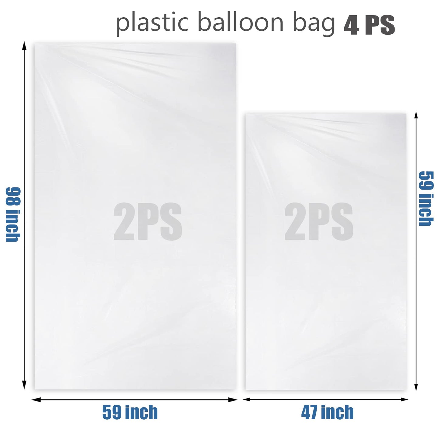 Large Balloon Bags (4 Pcs),Balloon Transport Bags Transparent Giant Storage Bags98 X 59 Inch(2Pcs) 59 X 47 Inch(2Pcs)