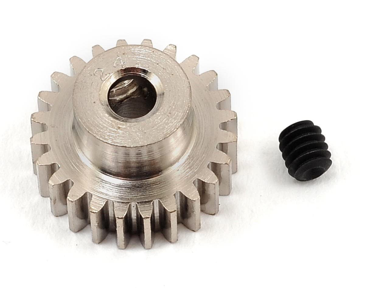 Robinson Racing 1024 Hard Nickel Plated Steel Motor Pinion Gear, 1/8'' Bore, 48 Pitch, 24 Tooth