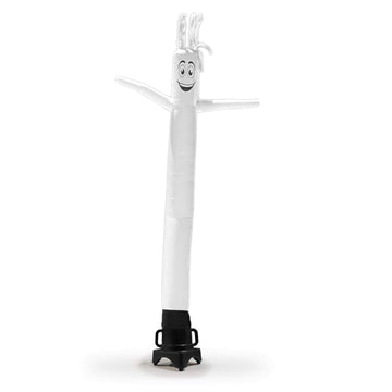Solid White 8 Foot Tall Inflatable Tube Man Air Powered Waving Puppet, Air Blower Motor Included with 6 Foot Solid Colored Dance