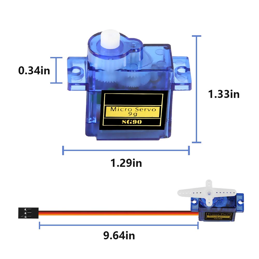 12PCS SG90 Micro Servo Motor, Dorhea Mini Servo SG90 9g Servo Kit for RC Helicopter Airplane Car Boat Robot Arm/Hand/Walking/Ser