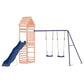 vidaXL Outdoor Childrens Playset - Solid Douglas Wood Playground with Rockwall, Wave Slide, Double Swing Set and Sandpit, Sturd
