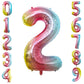 Goer Rainbow Foil Balloons Number 2,Huge Number Balloons For 2Nd Birthday Party Supplies Anniversary Decorations (3 Pcs,42 Inch,32 Inch,16Inch)