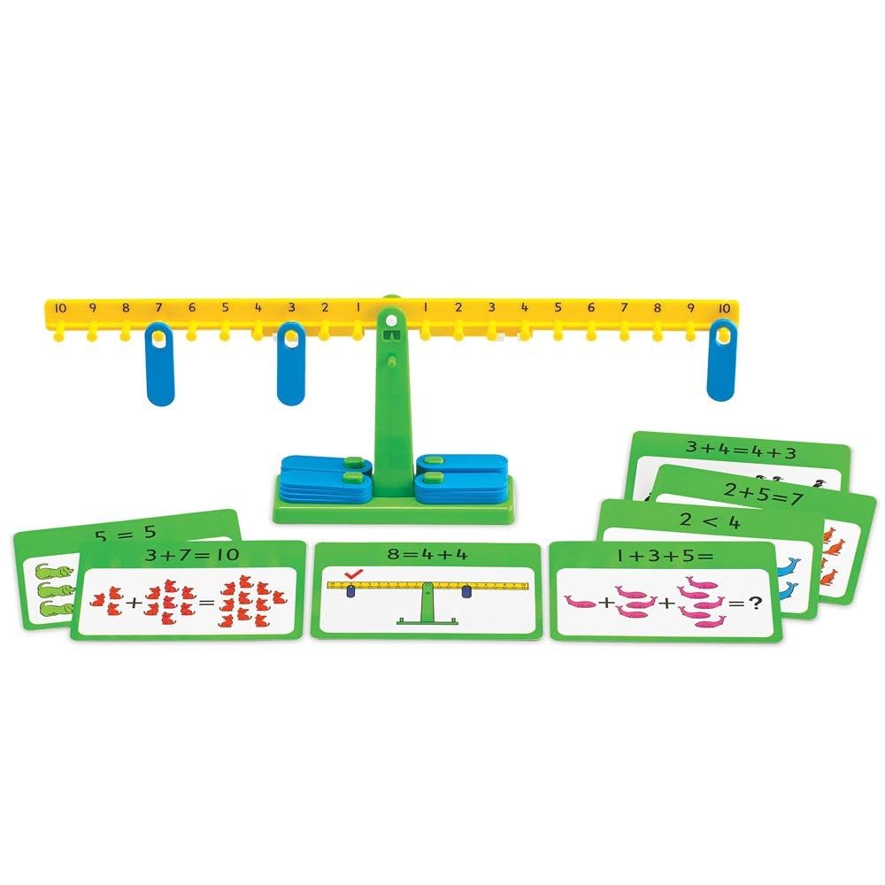 Edxeducation-25897 Number Balance Activity Set - Math Balance - Counting Toy - Learn Addition, Subtraction And Multiplication,Pa