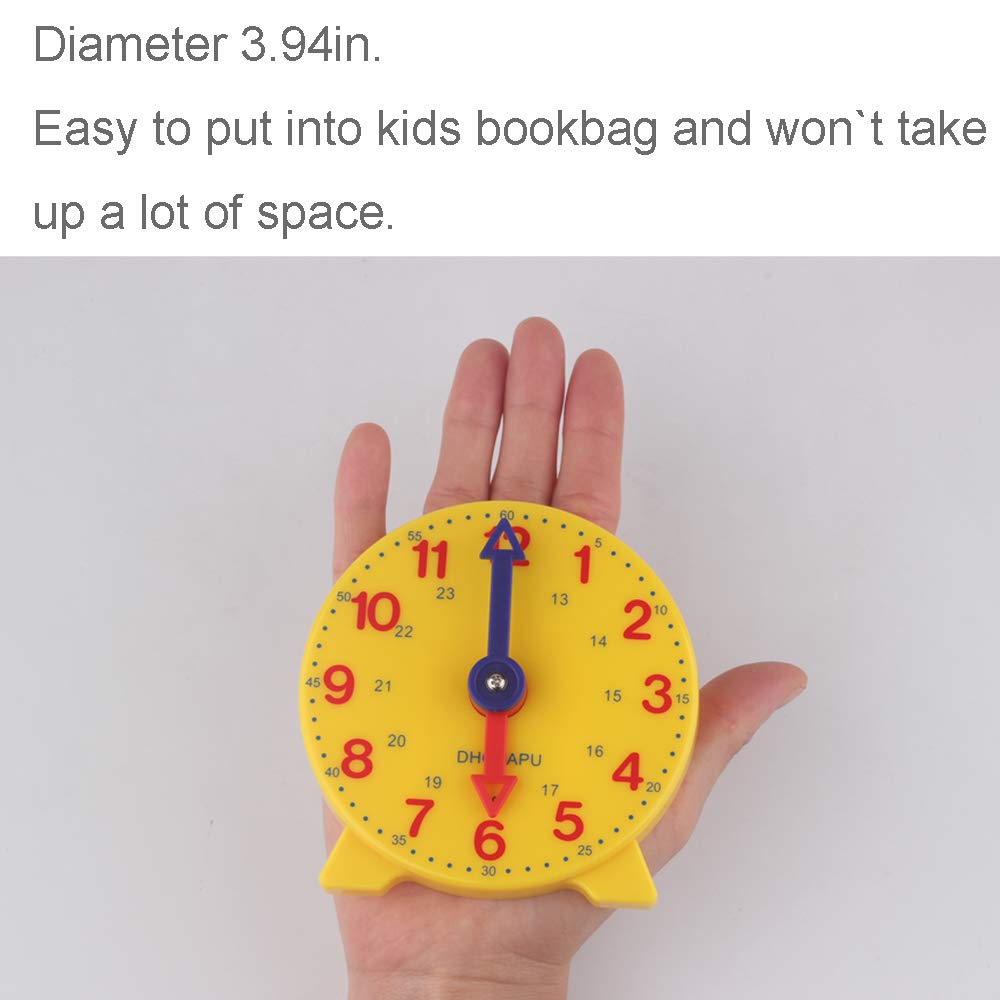 Dhchapu Student Learning Clock Time Teacher Gear Clock 4 Inch 12/24 Hour