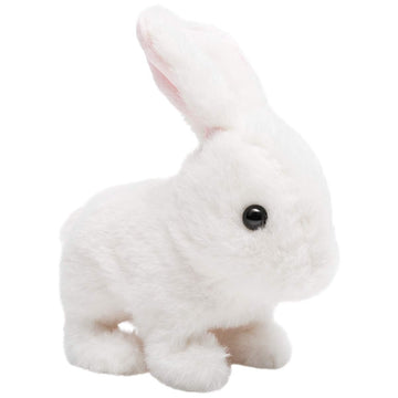HollyHOME Plush Rabbit Easter Electronic Interactive Toy Jumping,Wiggle Ears,Mouth Moving Bunny Toy 7 Inches White Gifts for Kid