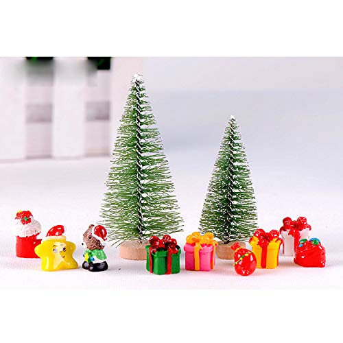 Emien 7 Pieces Snow Villa House Christmas Winter Miniature Ornament Kits For Diy Dollhouse Decoration Fairy Garden Plant Décor, Birthday Gift For Children