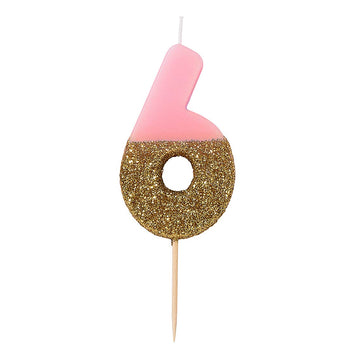 Talking Tables Bday 6 Birthday Candle Cake Topper, Height 8cm, 3, Pink, BDAY-CANDLE-6