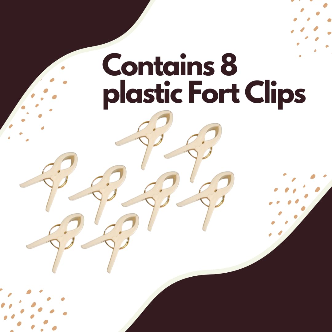 Ez Clipz- Kids Fort Building Kit- Large Fort Blanket And Clips To Attach To Furniture-Best Gift For Children-Indoor/Outdoor Fort By Pickle & Olive (Creme/Beige)