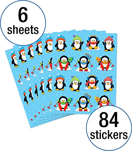Carson Dellosa Education Carson Dellosa Penguin Stickers-6 Sheets of Colorful Holiday Stickers for Homework, Tests, Assignments,