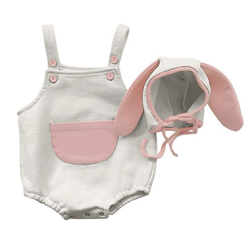 AGQT Infant Baby Girls Bunny Outfit Set 1st Easter Romper Halloween Costume Overalls with Rabbit Ear Hat Grey Size 6-12 Months(7